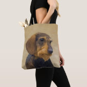 Dachshund (Wirehaire) schilderende oorspronkelijke Tote Bag (Dichtbij)