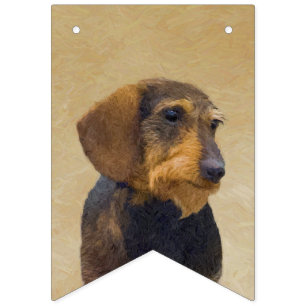 Dachshund (Wirehaire) schilderende oorspronkelijke Vlaggetjes