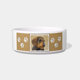 Dachshund (Wirehaire) schilderende oorspronkelijke Voerbakje