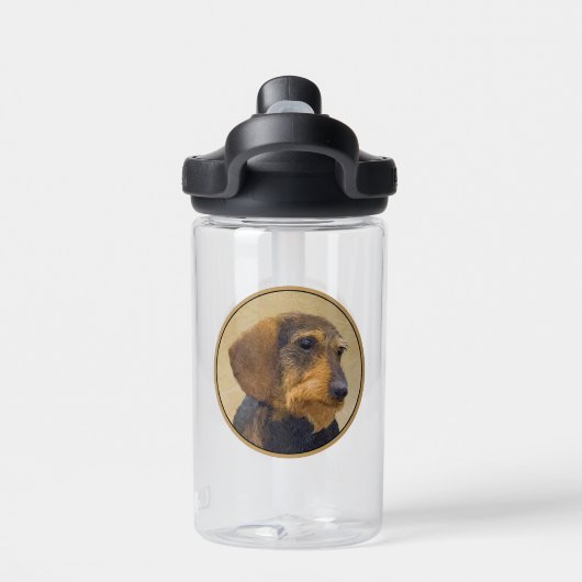 Dachshund (Wirehaire) schilderende oorspronkelijke Waterfles (Achterkant)