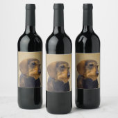 Dachshund (Wirehaire) schilderende oorspronkelijke Wijn Etiket (Flessen)