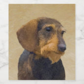Dachshund (Wirehaire) schilderende oorspronkelijke Wijn Etiket (Enkel label)