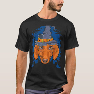 Dachshund Witch Halloween Sause Wiener Dog T-shirt