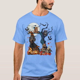 Dachshund Witch on Halloween Tree Spooky Pumpkin N T-shirt