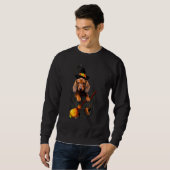 Dachshund Witch Pocket Halloween Dog Trui (Voorkant volledig)
