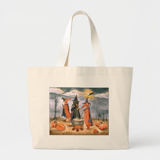 Dachshund Witches Grote Tote Bag (Voorkant)