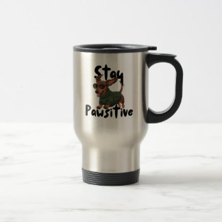 Dachshund with glasses Mug, Stay Pawsitive  Reisbeker