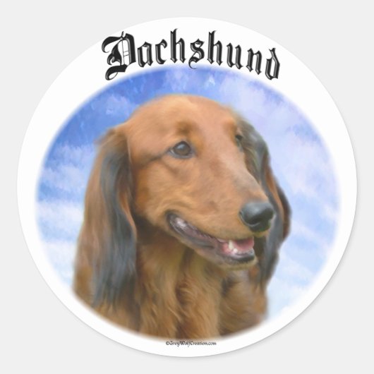 Dachshund Wolken Ronde Sticker (Voorkant)