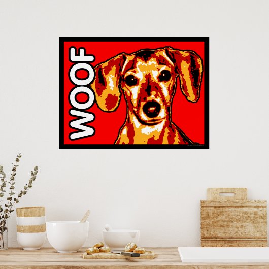 Dachshund WOOF Poster (Keuken)
