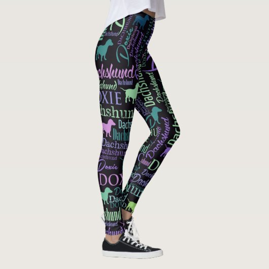Dachshund Word Art Leggings (Rechts)