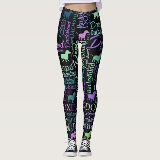 Dachshund Word Art Leggings (Voorkant)