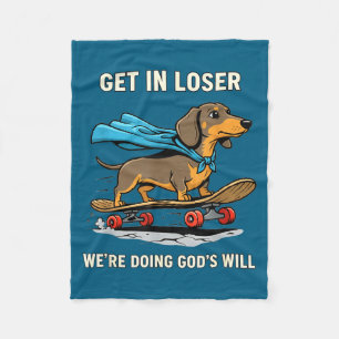Dachshund wordt verliezer we doen Gods wil grappig Fleece Deken