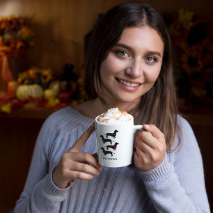 Dachshund Worst Hond Hart Gepersonaliseerd Latte Mok