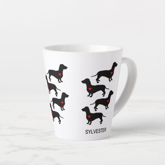 Dachshund Worst Hond Hart Gepersonaliseerd Latte Mok (Rechterhoek)