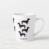 Dachshund Worst Hond Hart Gepersonaliseerd Latte Mok (Rechts)