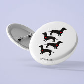 Dachshund Worst Hond Hart Monogram Naam Ronde Button 3,2 Cm