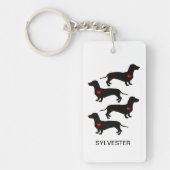 Dachshund Worst Hond Hart Monogram Naam Sleutelhanger (Voorkant)