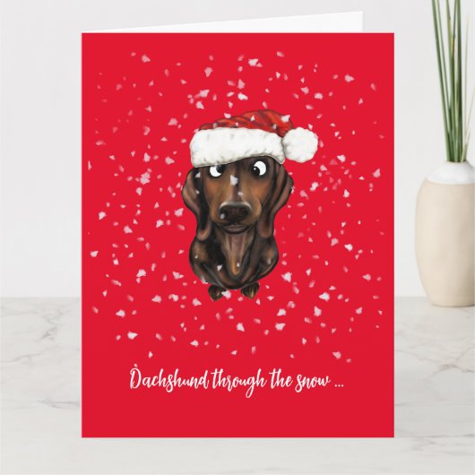 Dachshund, Worst Hond Kerstmis Kaart (Voorkant)