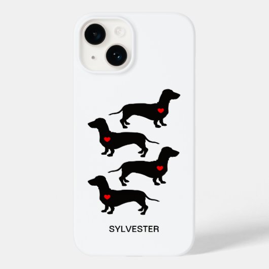 Dachshund Worst Hond Rood Hart Aangepaste Naam Case-Mate iPhone Case (Achterkant)