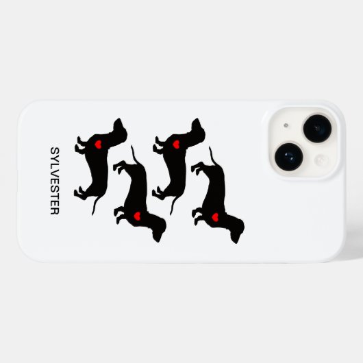 Dachshund Worst Hond Rood Hart Aangepaste Naam Case-Mate iPhone Case (Achterkant (horizontaal))