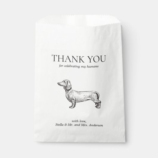Dachshund Worst Hond Treat Pet Drawing Favor Bag Bedankzakje (Voorkant)
