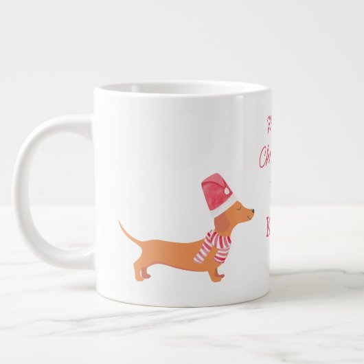Dachshund worst hondenliefhebber cadeau Kerst Grote Koffiekop (Links)