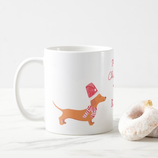 Dachshund worst hondenliefhebber cadeau Kerst Koffiemok (Met donut)