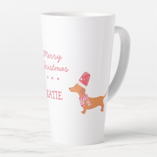 Dachshund worst hondenliefhebber cadeau Kerst Latte Mok (Rechterhoek)