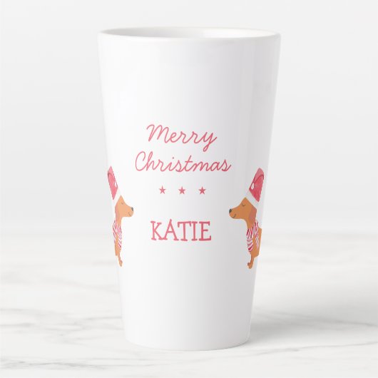 Dachshund worst hondenliefhebber cadeau Kerst Latte Mok (Voorkant)