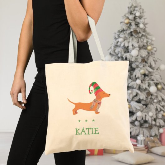 Dachshund worst hondenliefhebber cadeau Kerst Tote Bag