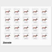 Dachshund Worst Wiener Hond Gepersonaliseerd Adres Vierkante Sticker (Vel)