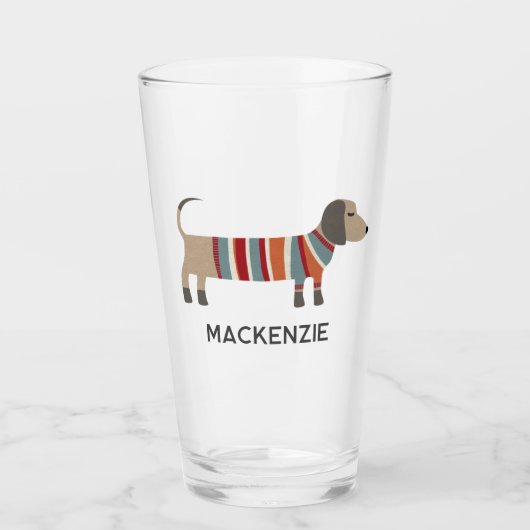 Dachshund Worst Wiener Hond Gepersonaliseerd Glas (Voorkant)