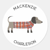 Dachshund Worst Wiener Hond Gepersonaliseerd Ronde Sticker (Voorkant)