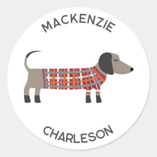 Dachshund Worst Wiener Hond Gepersonaliseerd Ronde Sticker (Voorkant)