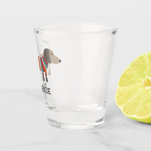 Dachshund Worst Wiener Hond Gepersonaliseerd Shot Glas (Rechts)