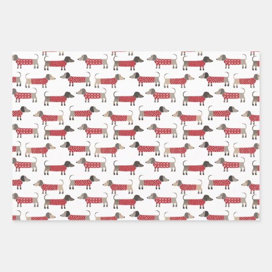 Dachshund Worst Wiener Hondenvakantie Inpakpapier Vel (Voorkant 3)