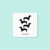 Dachshund Worstelhond Hart Monogram Naam Vierkante Sticker
