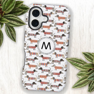 Dachshund Worstelhond Monogram Initiaal iPhone 16 Hoesje