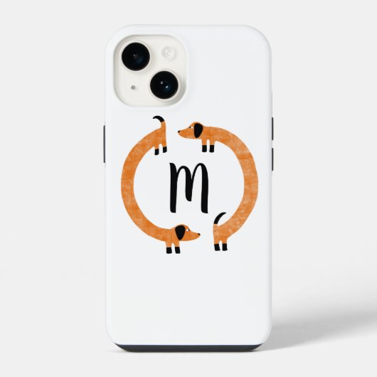 Dachshund Worstelhond Monogram iPhone Hoesje iPhone 14 Hoesje (Achterkant)