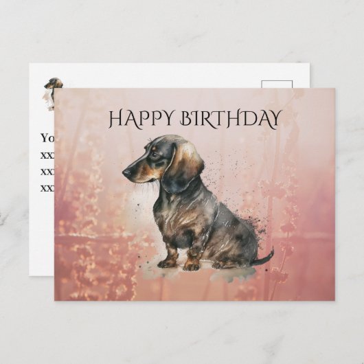 DACHSHUND Worstenhond met bewerkbare tekst Briefkaart (Voorkant / Achterkant)