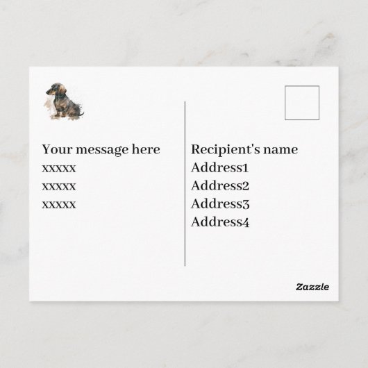 DACHSHUND Worstenhond met bewerkbare tekst Briefkaart (Achterkant)
