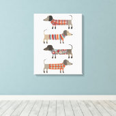 Dachshund worsthond canvas afdruk (Insitu (Houten vloer))