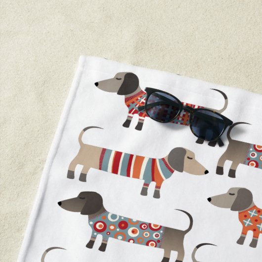 Dachshund worsthond strandlaken (In situ)