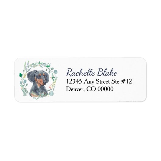Dachshund Wreath Return Address Etiket (Voorkant)
