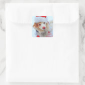 Dachshund Xmas feestelijke pet sneeuw Vierkante Sticker (Tas)