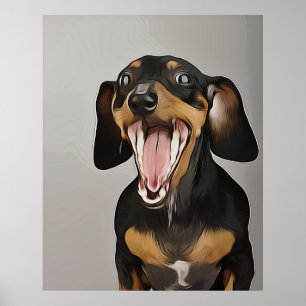 Dachshund Yawning Dachshund Birthday Poster