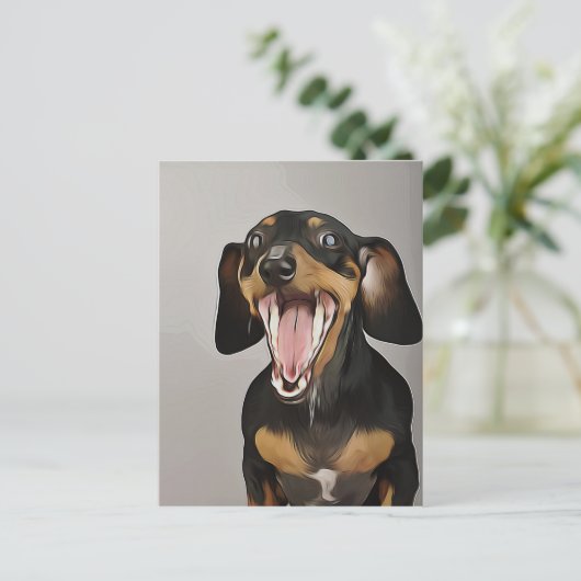 Dachshund Yawning Dachshund Birthday Poster Briefkaart (Staand voorkant)