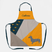 Dachshund Yellow en Deep Blauwgroen Abstract Schort (Voorkant)