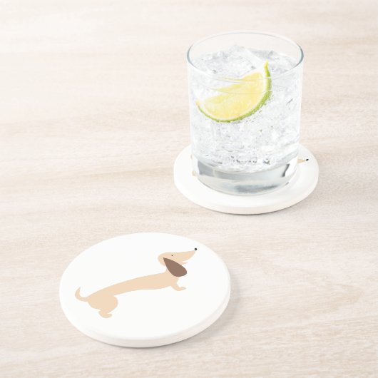 Dachshund Zandsteen Onderzetter (Zijkant)