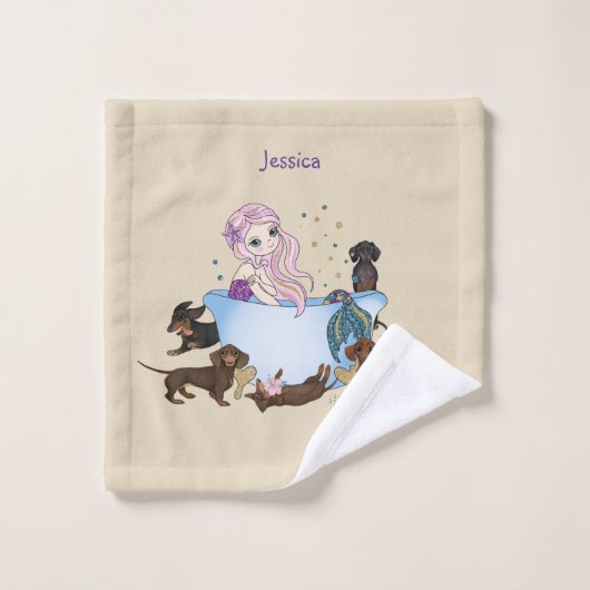 Dachshund Zeemeermin Wasdoek Washandje (Wasdoekje)